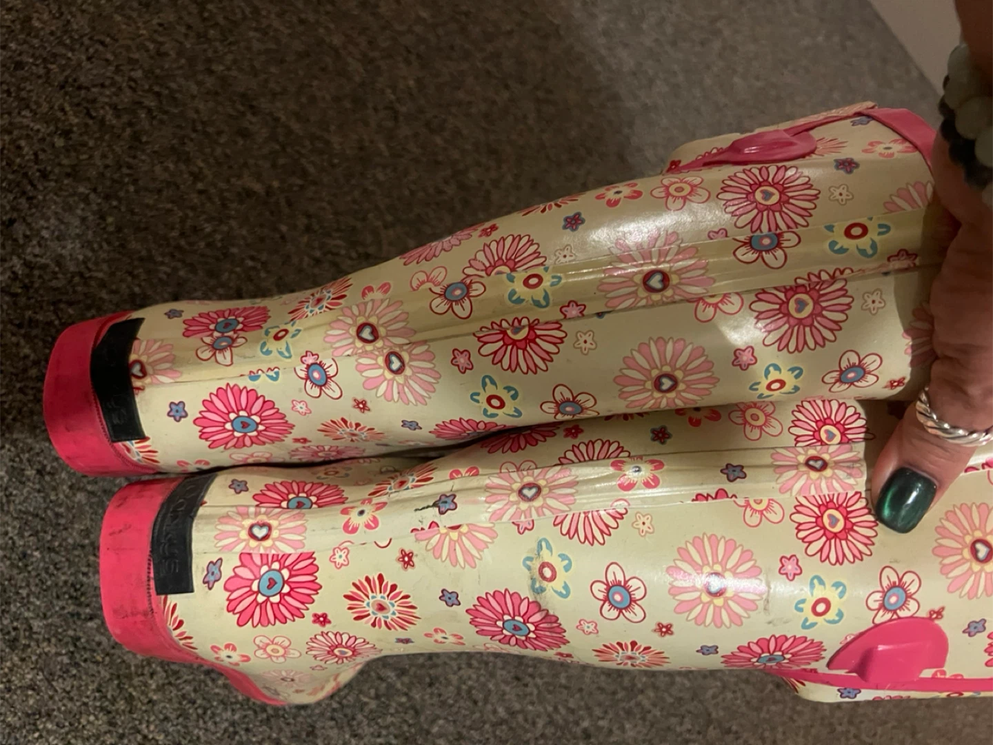 Adult Floral Rubber Rain Boots Size 11 - photo 3