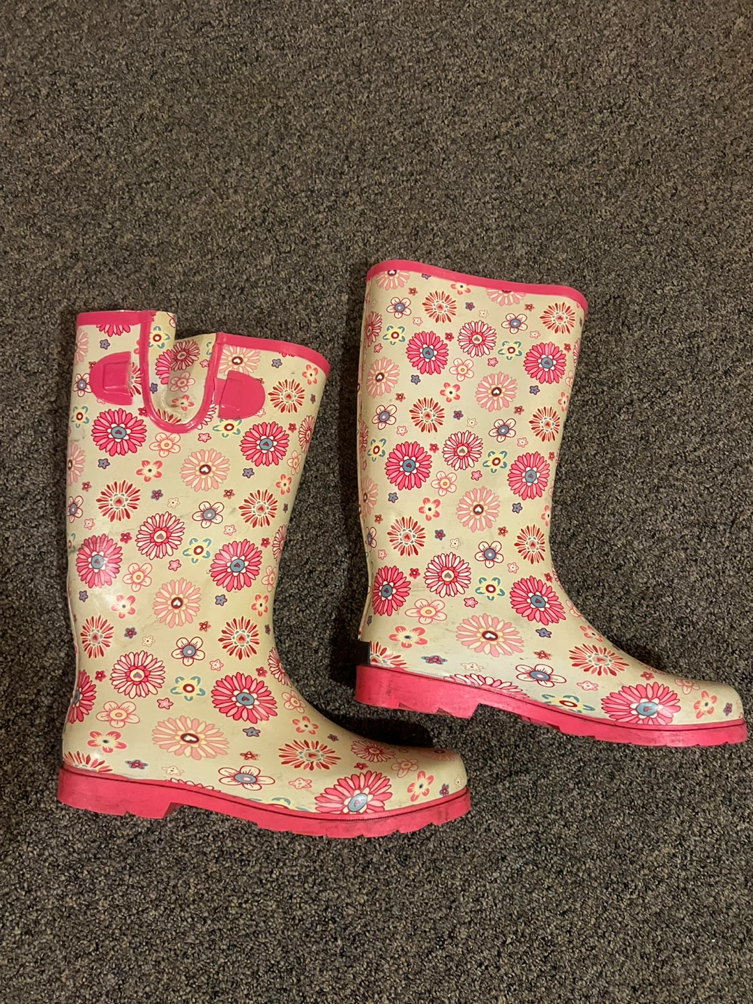 Adult Floral Rubber Rain Boots Size 11