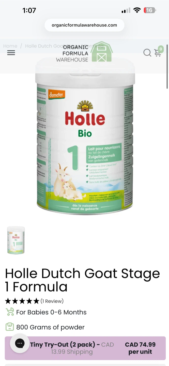 Holle Bio Stage 1 Goat Milk Formula - 800g - photo 5