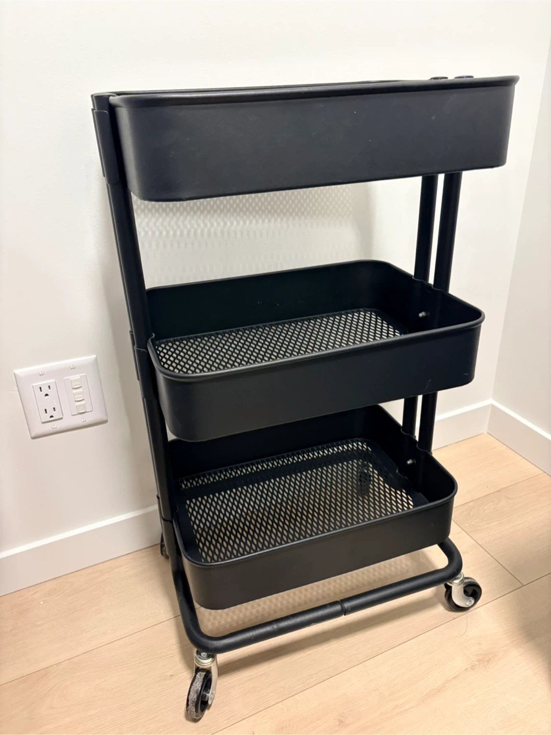 Ikea Black 3-Tier Rolling Cart