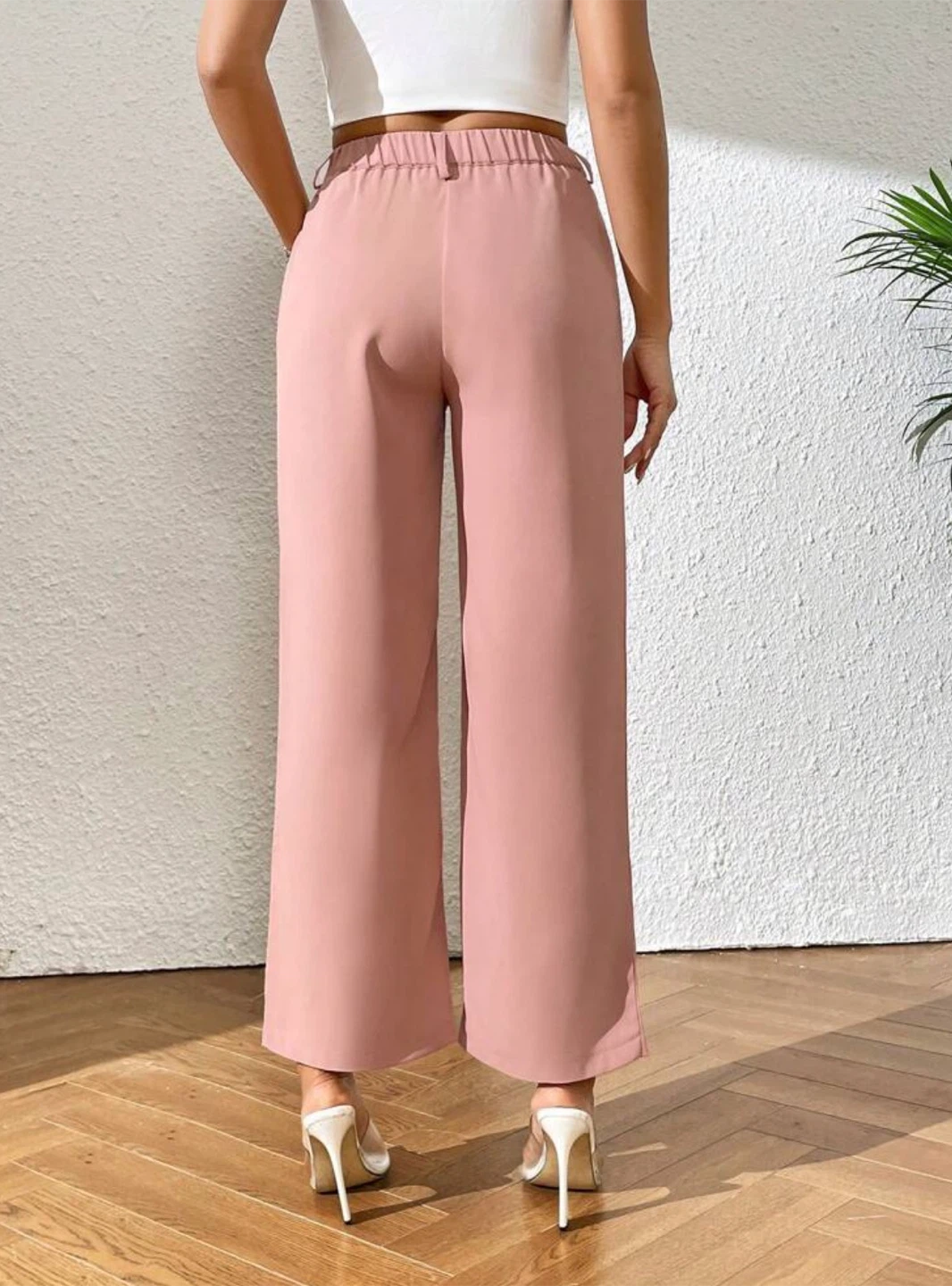 Petite Medium Pink Wide-Leg Trousers formal classy pant - photo 2
