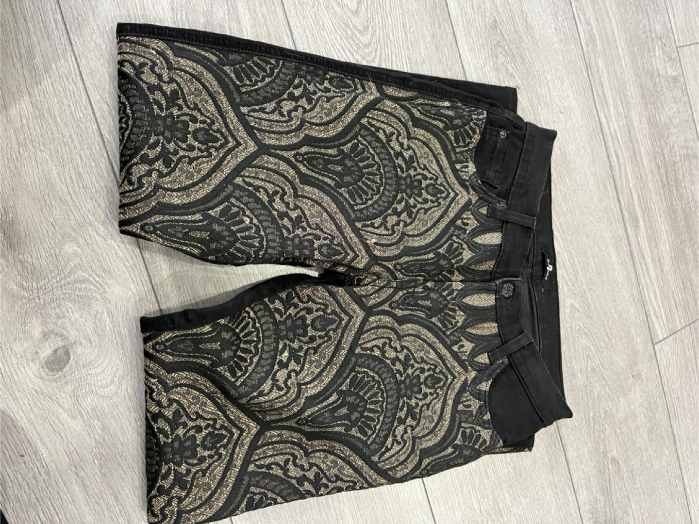 7 For All Mankind Black Jeans with Gold Pattern - photo 3