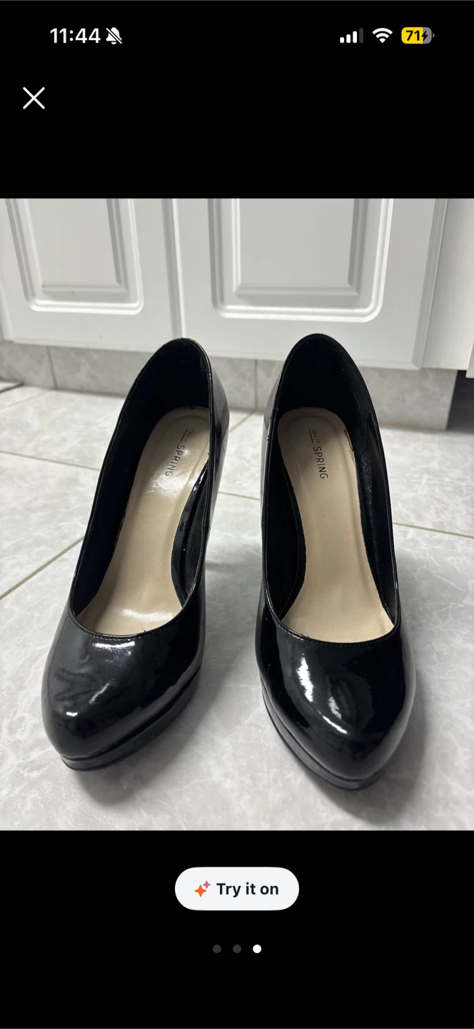 Black Patent Stiletto Heels - Size 9