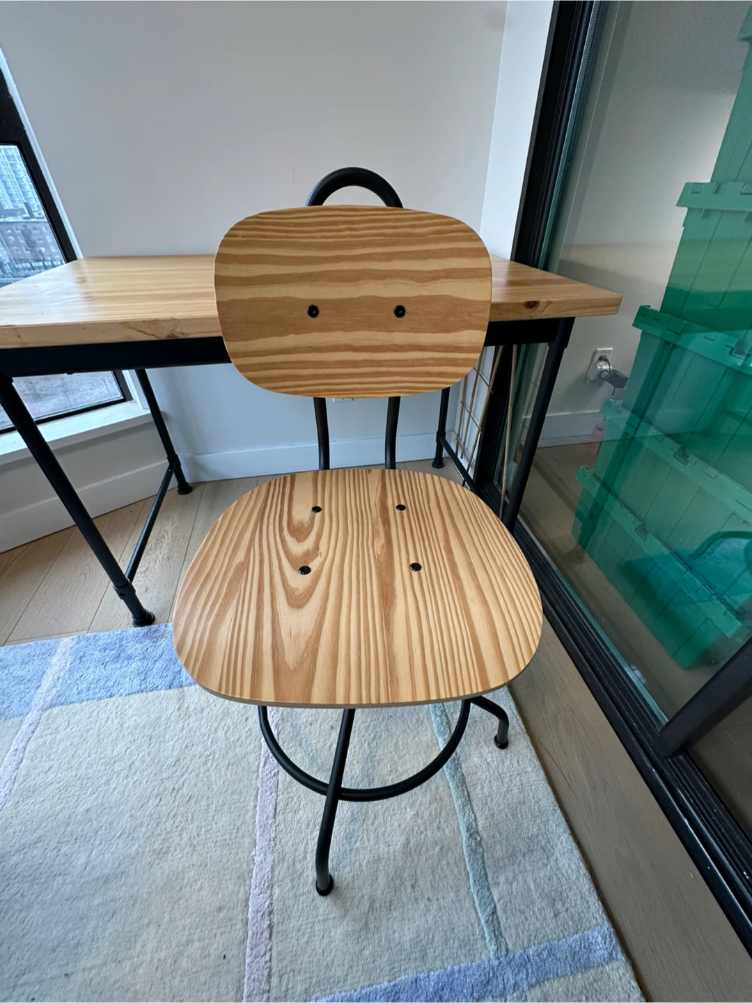 IKEA KULLABERG Swivel Chair and Desk Set - Pine/Black - photo 2