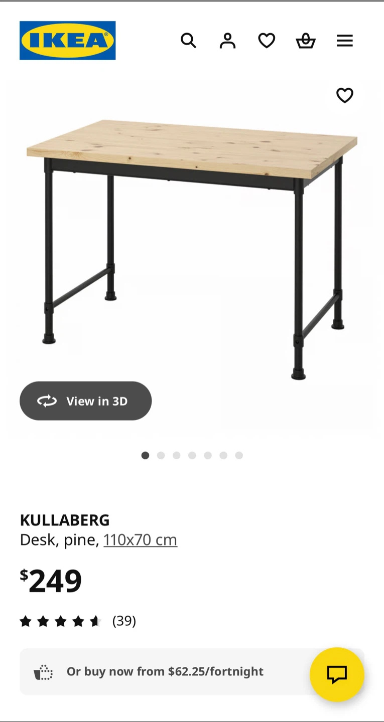 IKEA KULLABERG Swivel Chair and Desk Set - Pine/Black - photo 3