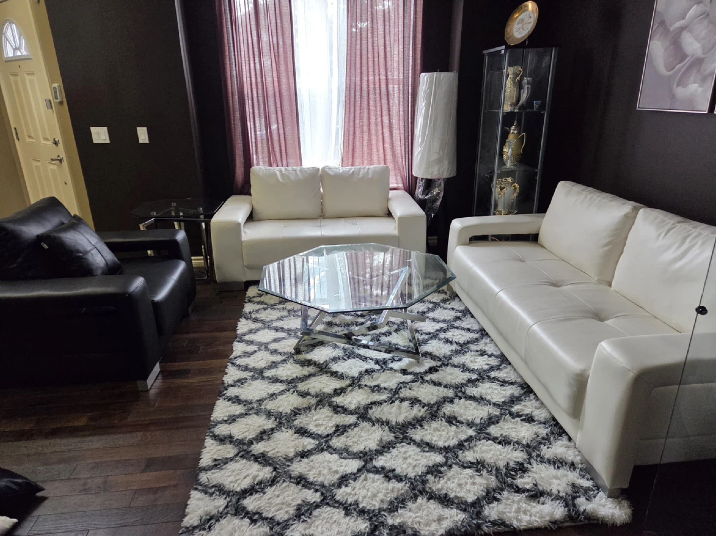 White faux leather sofa