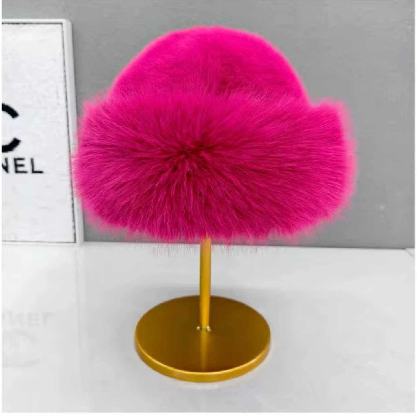Faux Fur Bucket Hat with Fox Fur Trim - photo 2