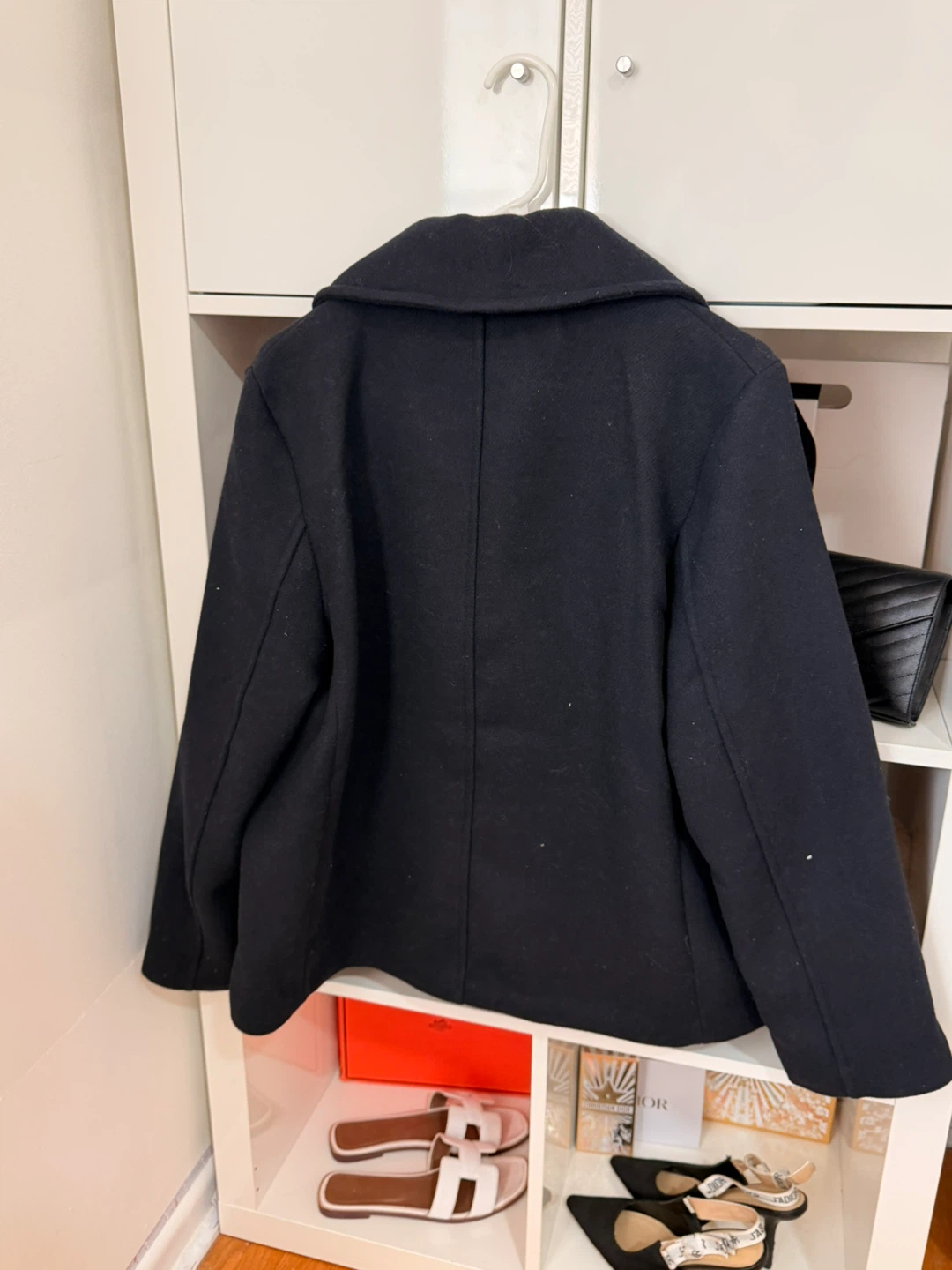 H&M Women's Navy Double-Breasted Peacoat Size M - photo 3