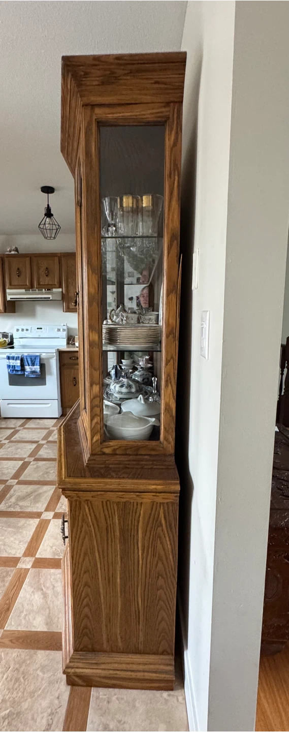Solid Oak Dining Room China Cabinet Hutch - photo 2