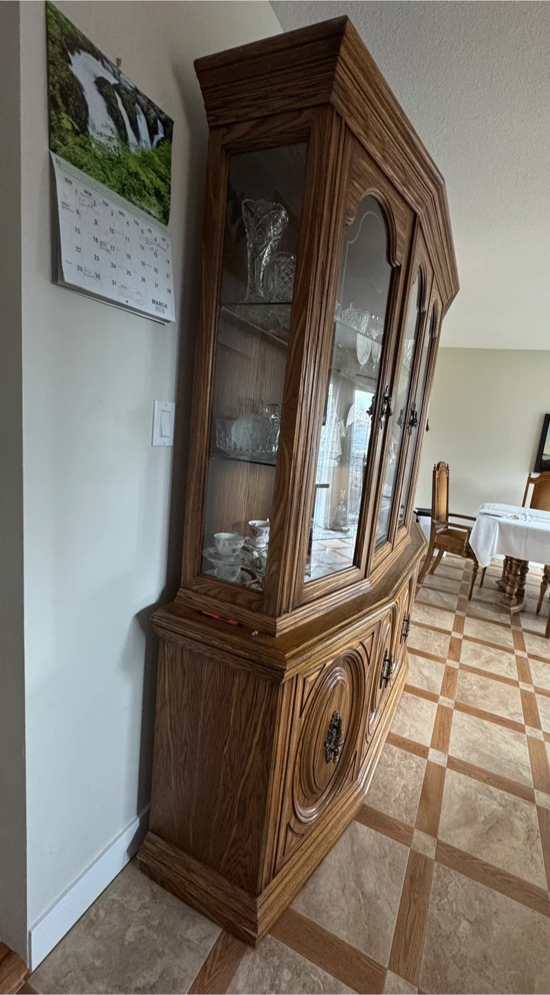 Solid Oak Dining Room China Cabinet Hutch - photo 5