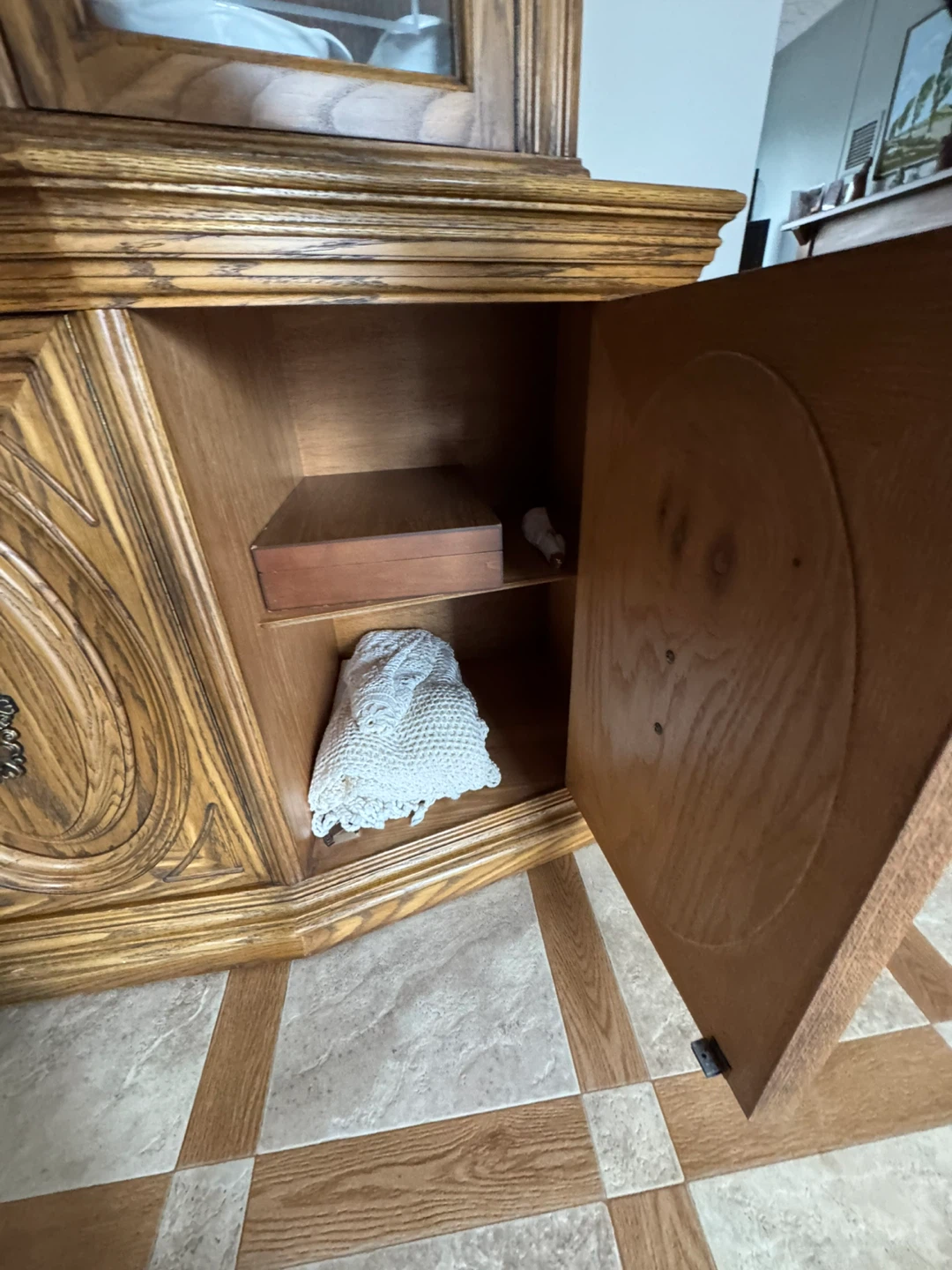 Solid Oak Dining Room China Cabinet Hutch - photo 4