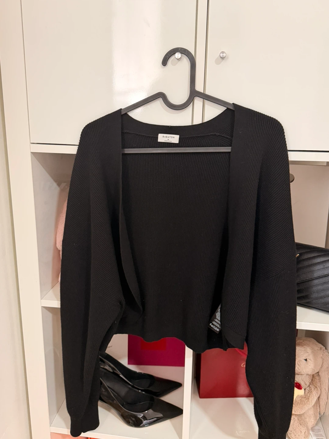Babaton Black Cropped Cardigan Sweater - Size Medium