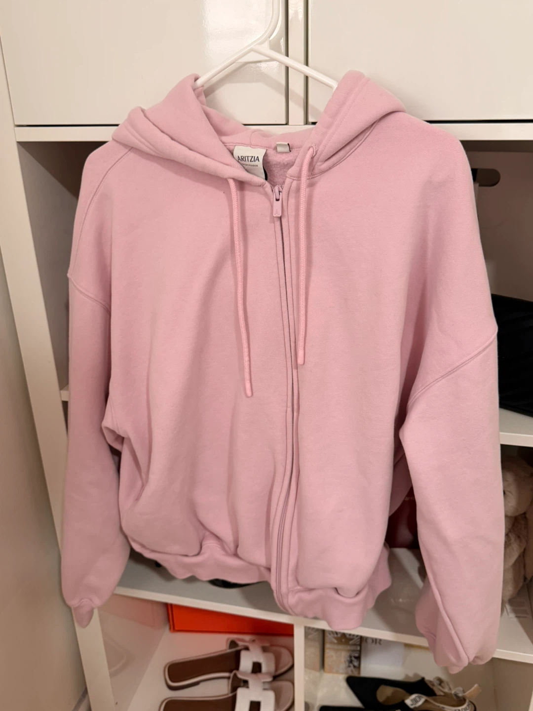 ARITZIA Pink Mega Fit Sweatfleece Zip-Up Hoodie Size M