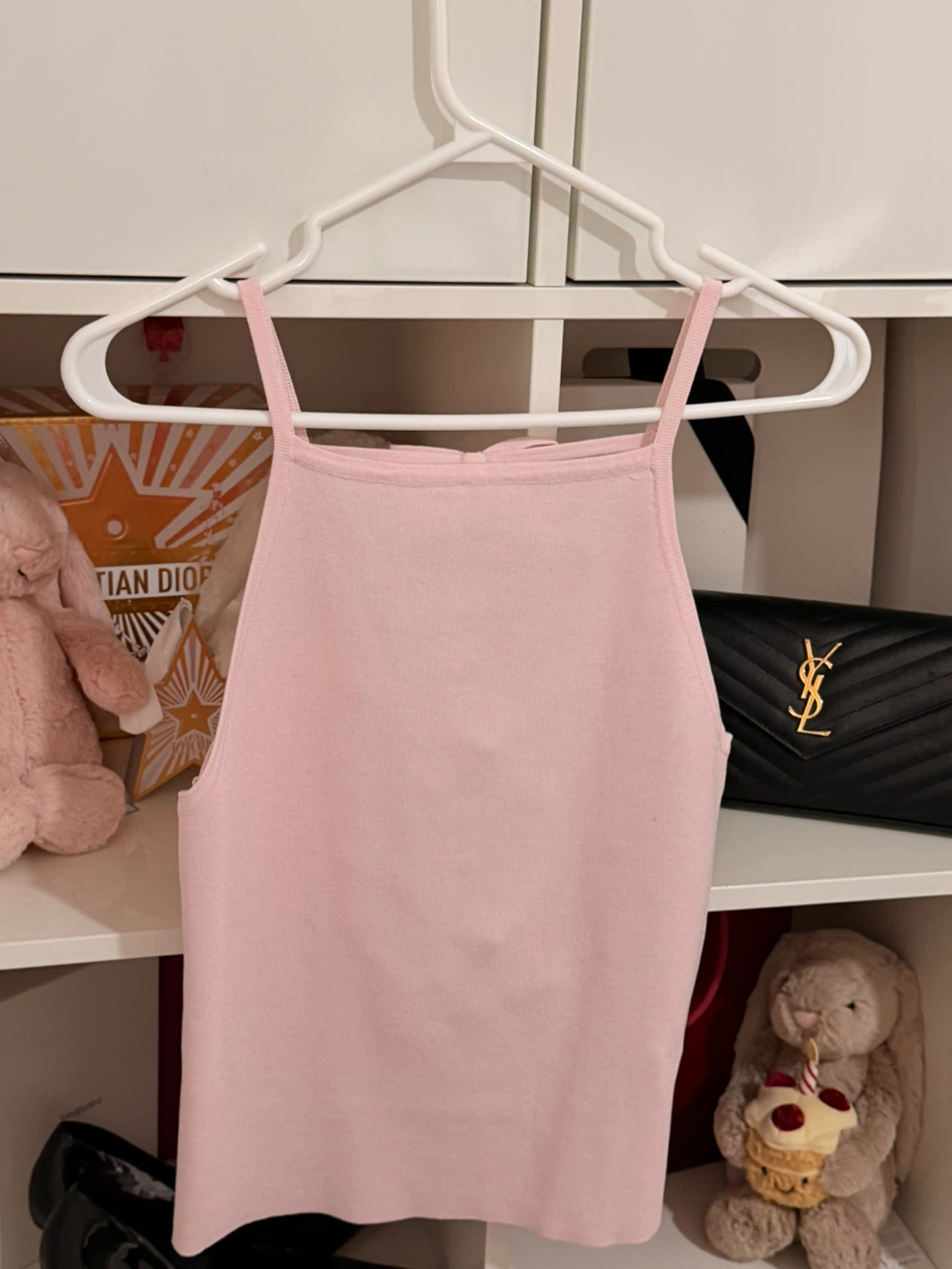 Zara Pink Ribbed Tank Top Size L