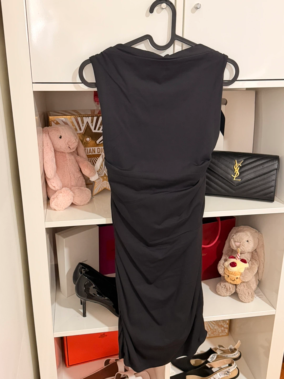 Aritzia Contour Square Ruched Mini Dress Black Size L - photo 3