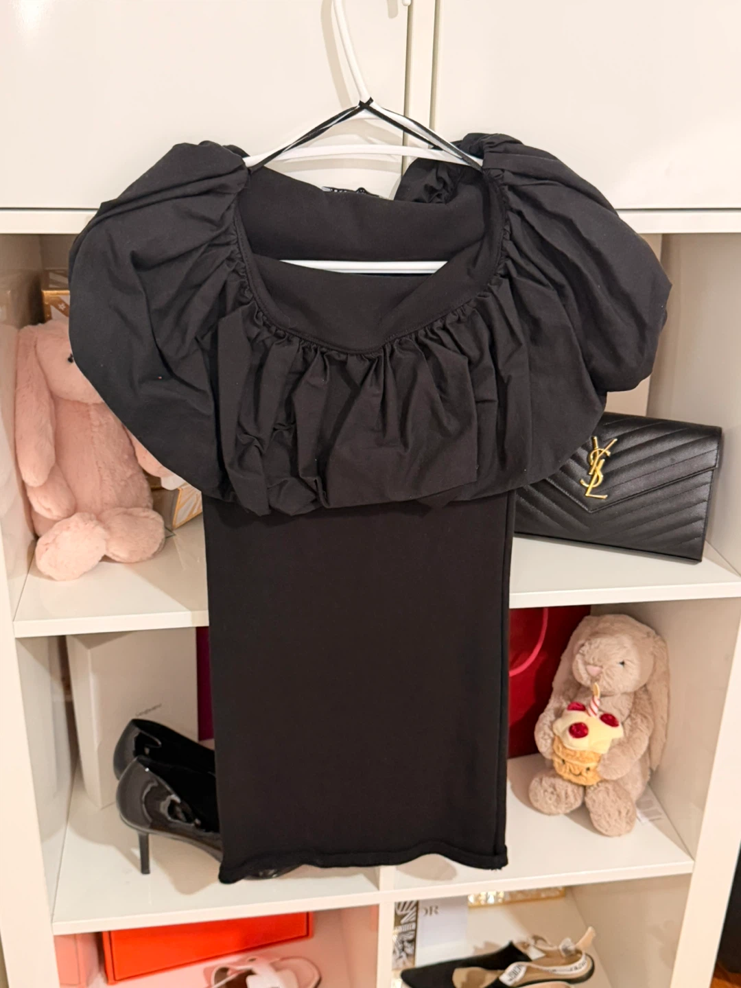 ZARA Black Puff Sleeve Mini Dress