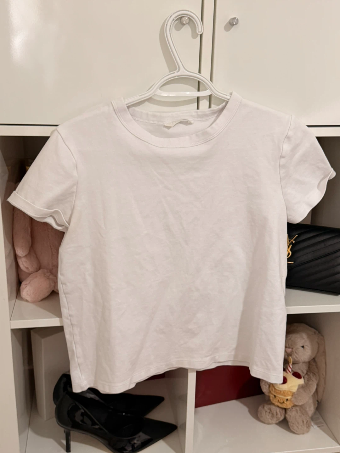 Zara White Crew Neck T-Shirt - Size M