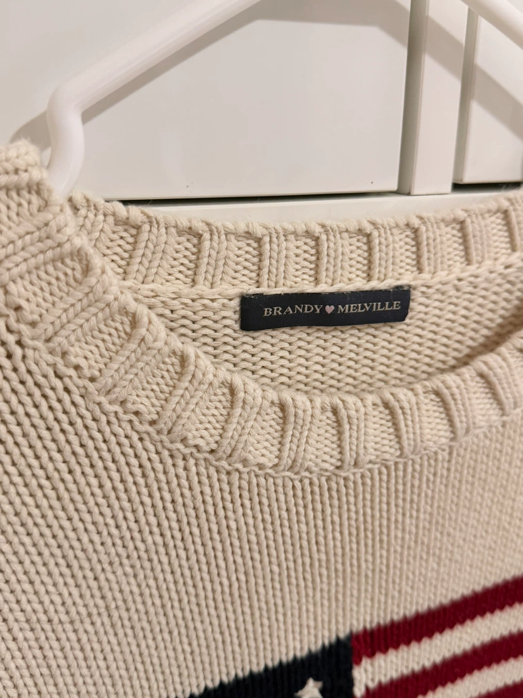 Brandy Melville Cream Sweater with American Flag Detail - photo 2