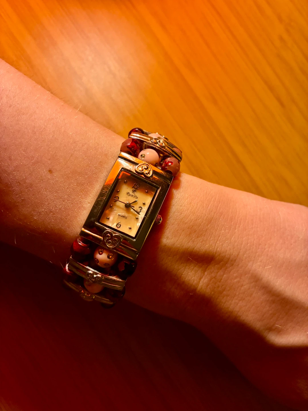Multi Color Beaded Cuff Bracelet Watch - photo 3