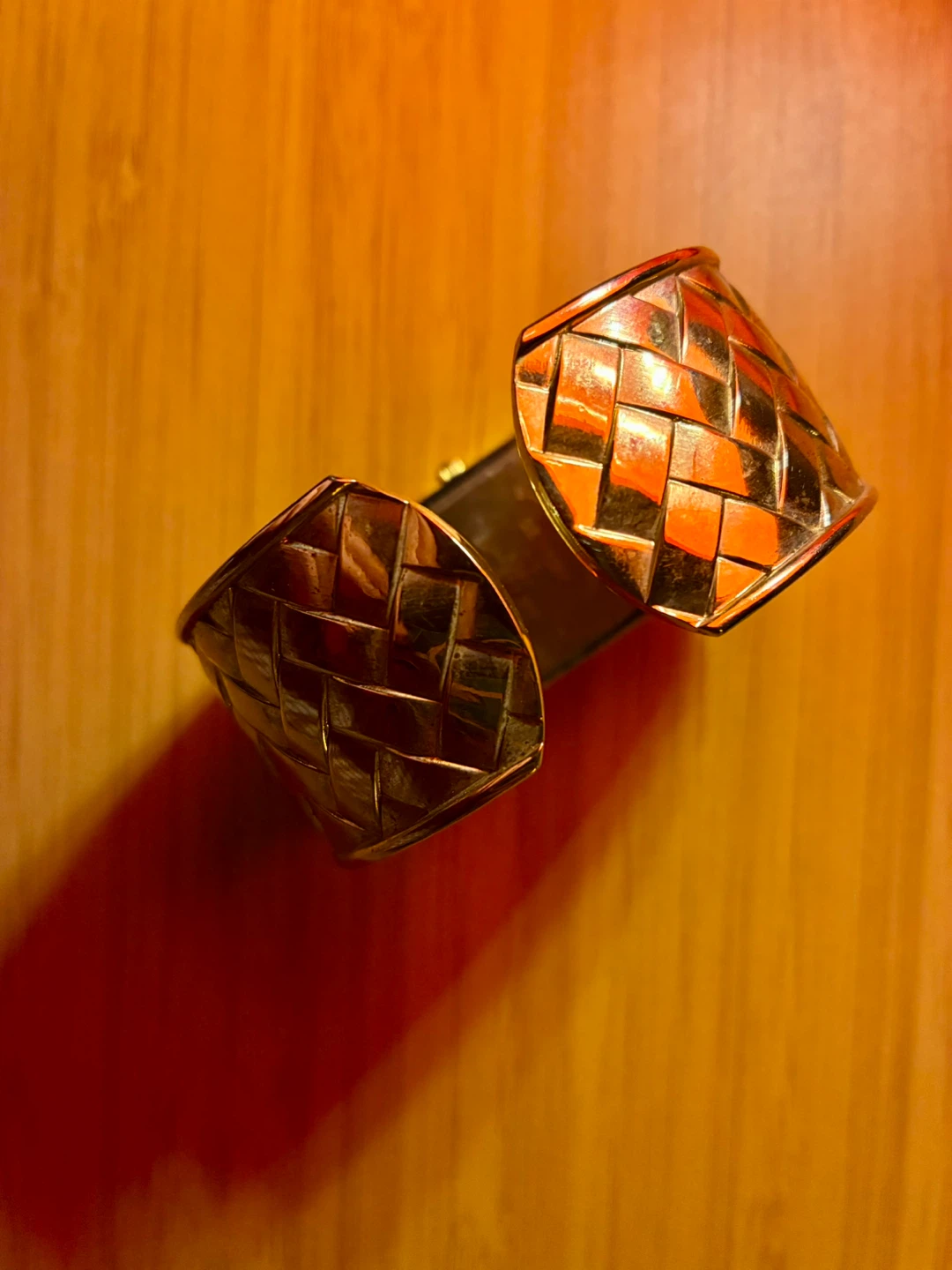 Gold Tone Woven Cuff Watch with Rhinestones - photo 2