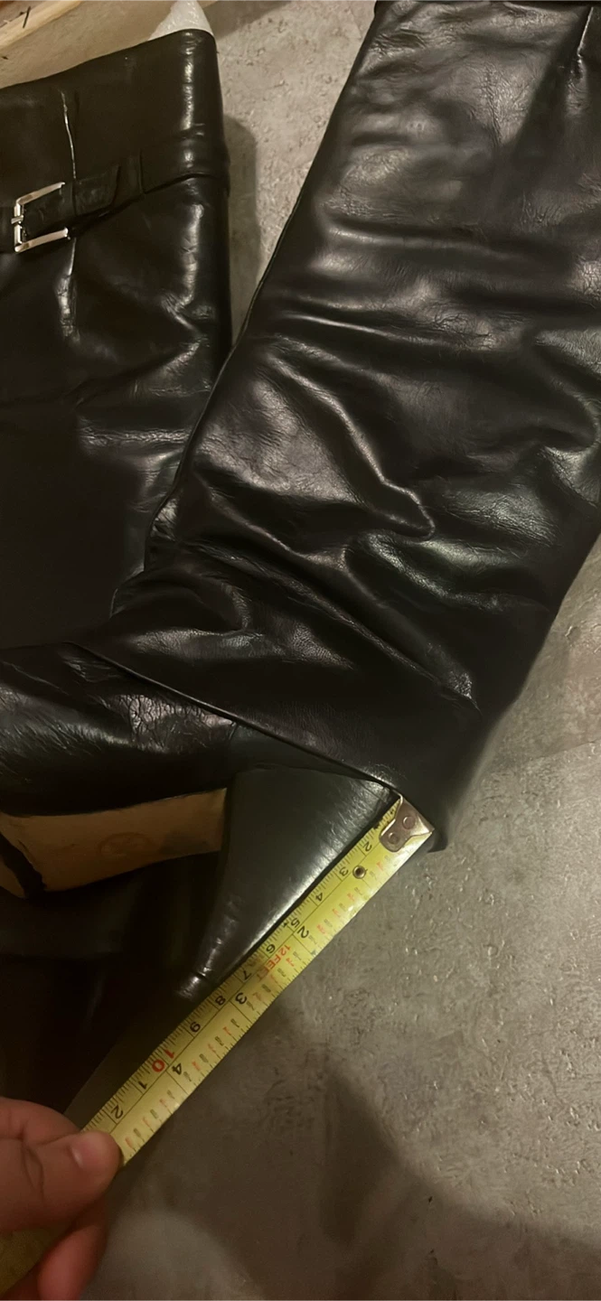 Black Leather Knee-High Boots Size 6M