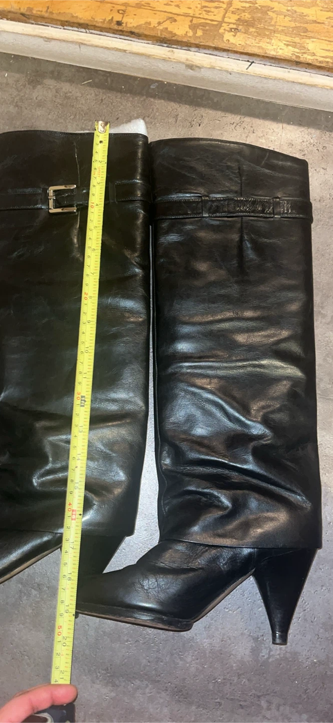 Black Leather Knee-High Boots Size 6M - photo 4