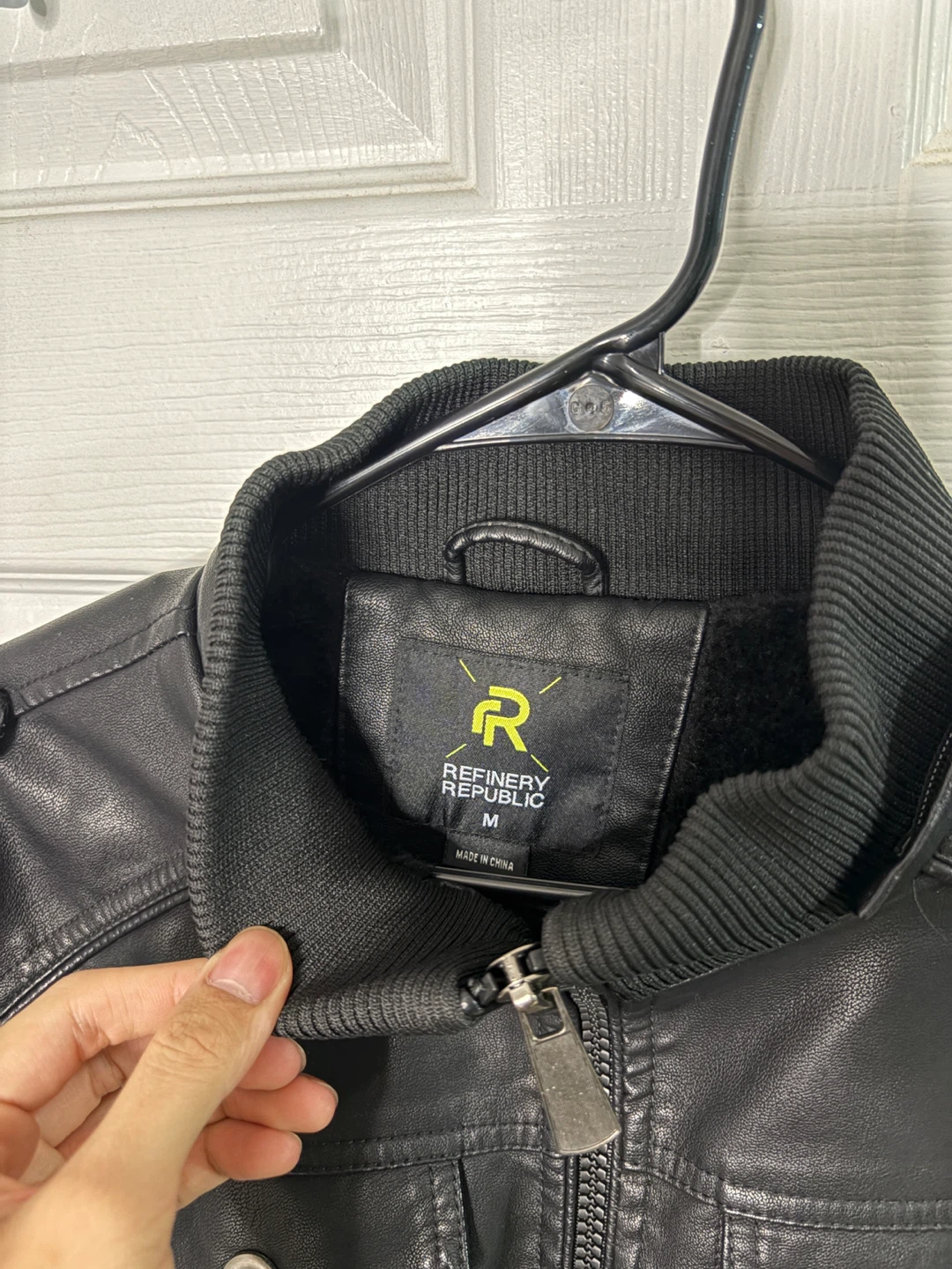 Refinery Republic Faux Leather Bomber Jacket - Black, Size M - photo 2