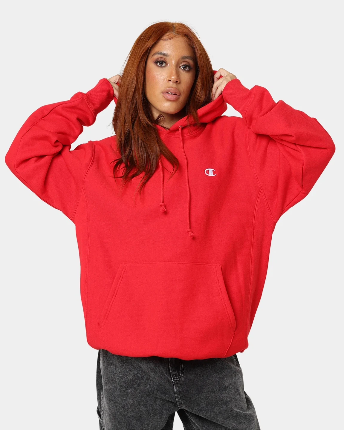 CHAMPION cotton red hoodie size small