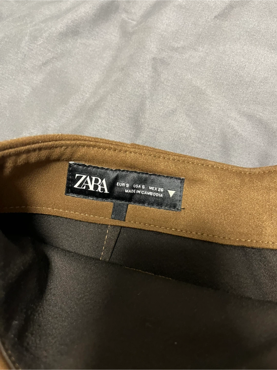 ZARA Faux Suede Mini Skirt - Brown - photo 4