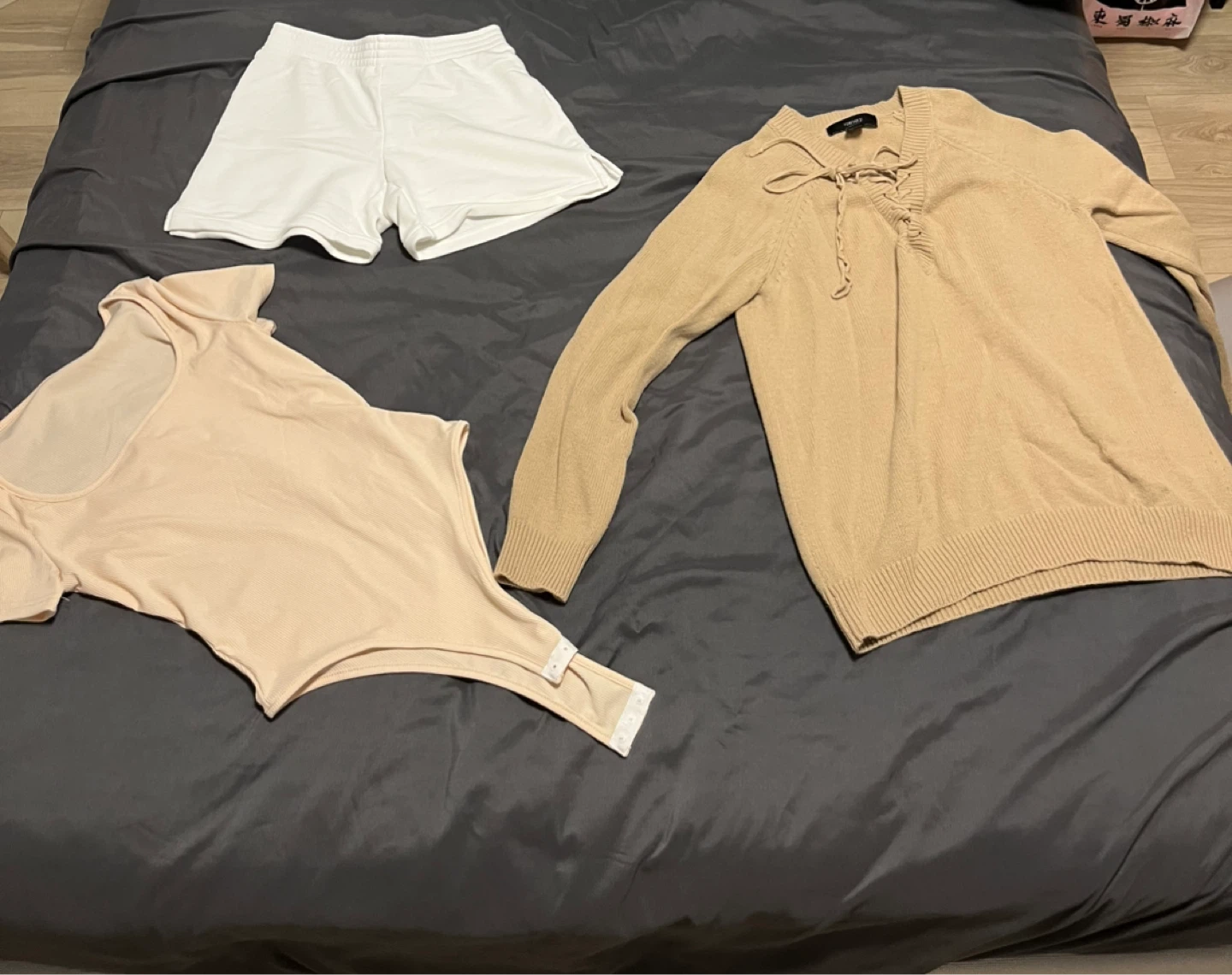 TNA Beige Ribbed Bodysuit & Forever 21 Beige Sweater