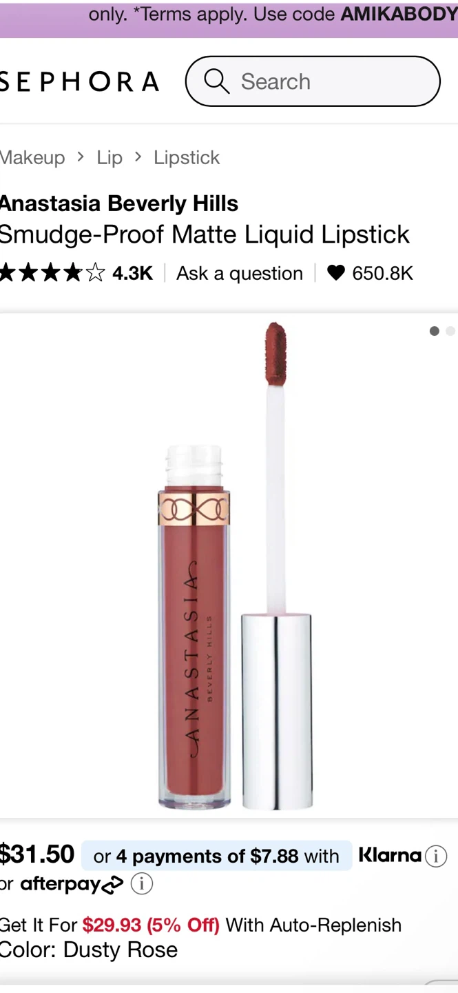 Anastasia Beverly Hills Smudge-Proof Liquid Lipstick DUSTY ROSE