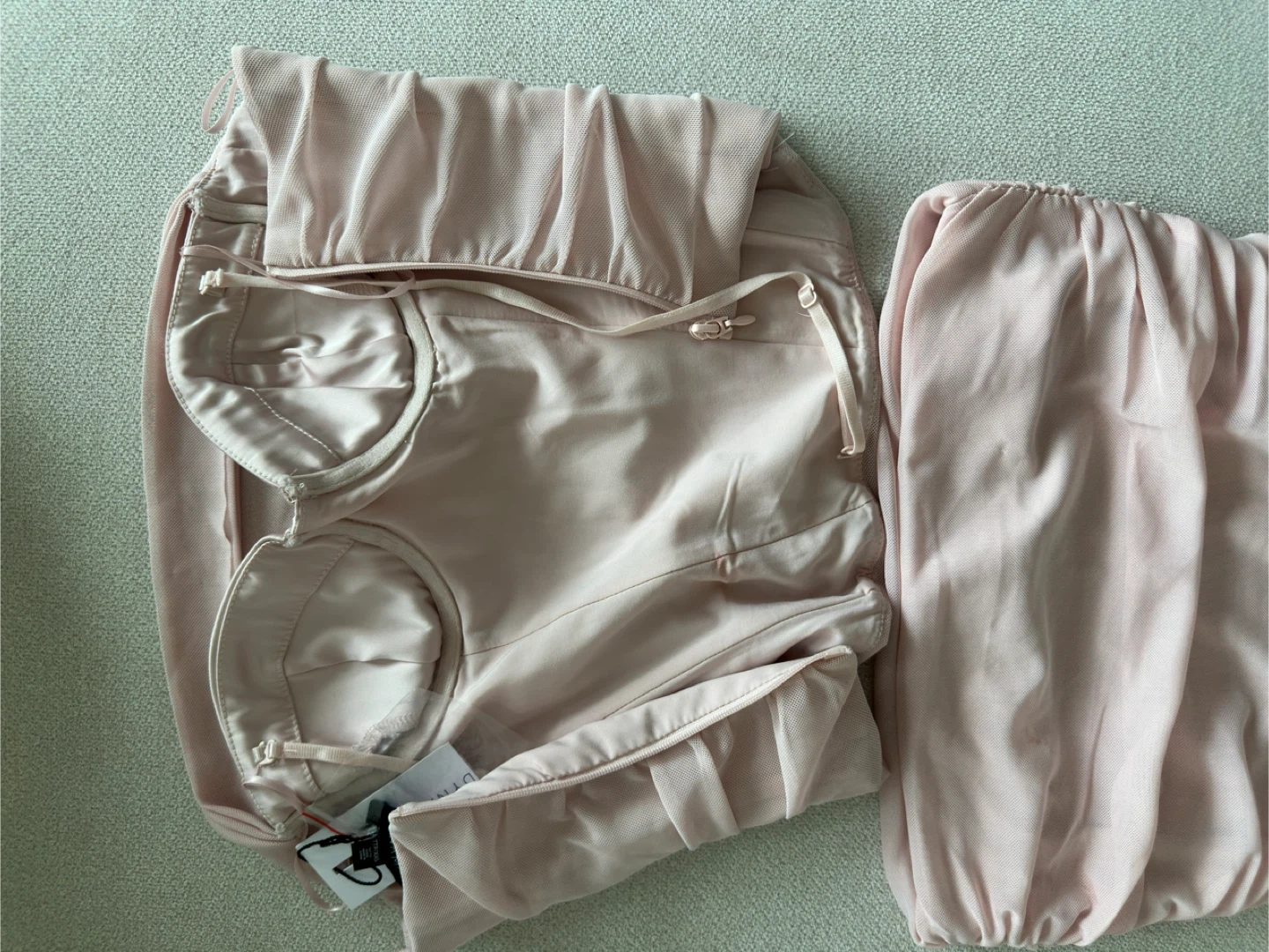 Pink Ruched Strapless Bodycon Top and Skirt Set - photo 3