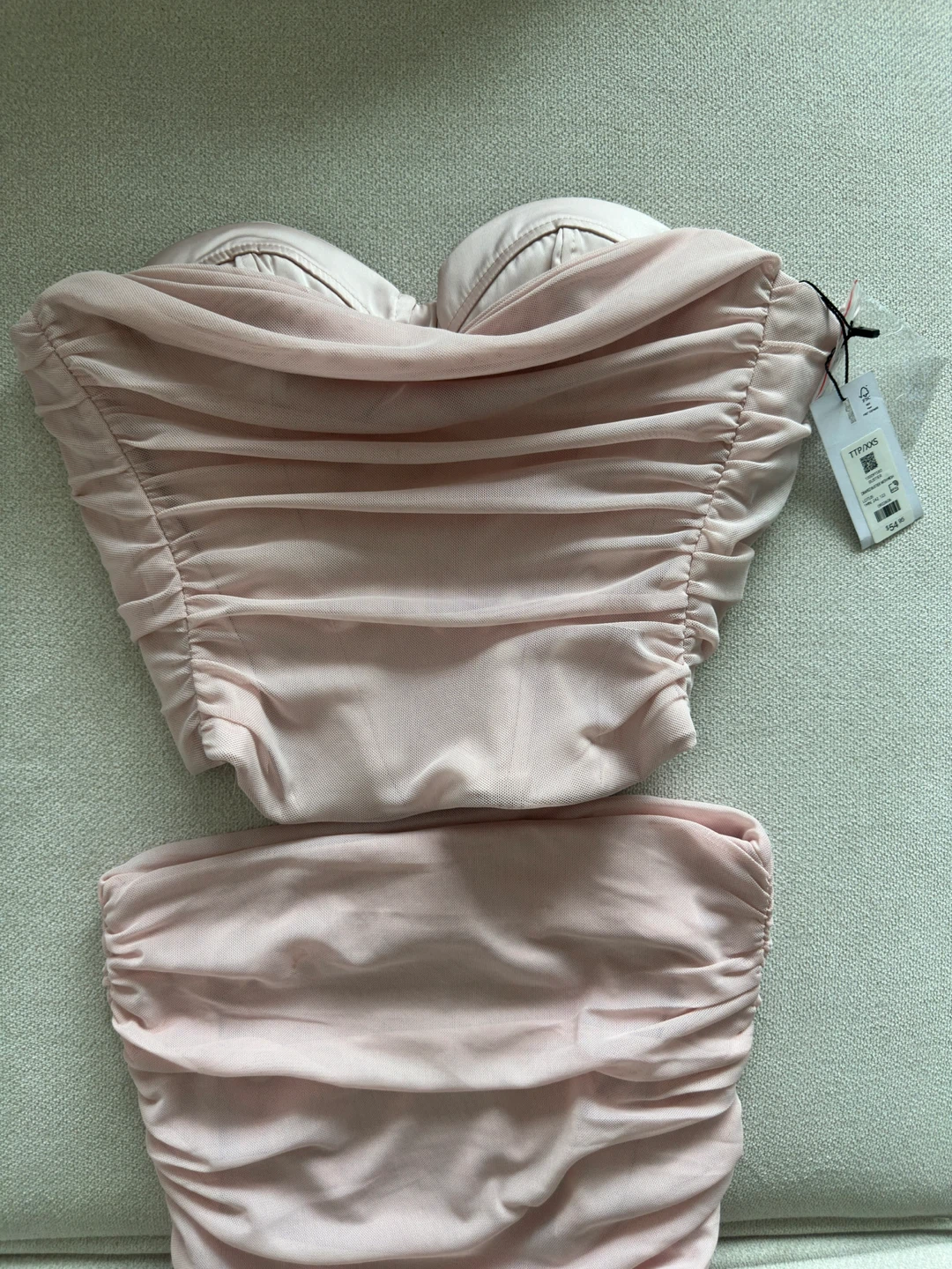 Pink Ruched Strapless Bodycon Top and Skirt Set