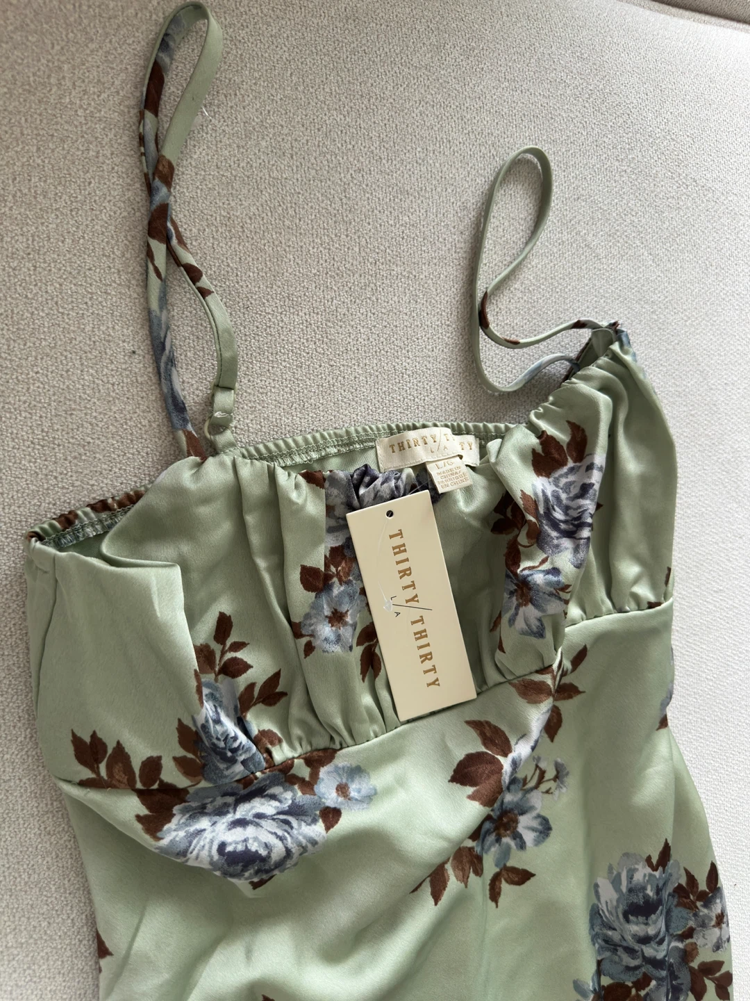 Light Green Floral Slip Dress - THIRTY THIRTY - photo 2