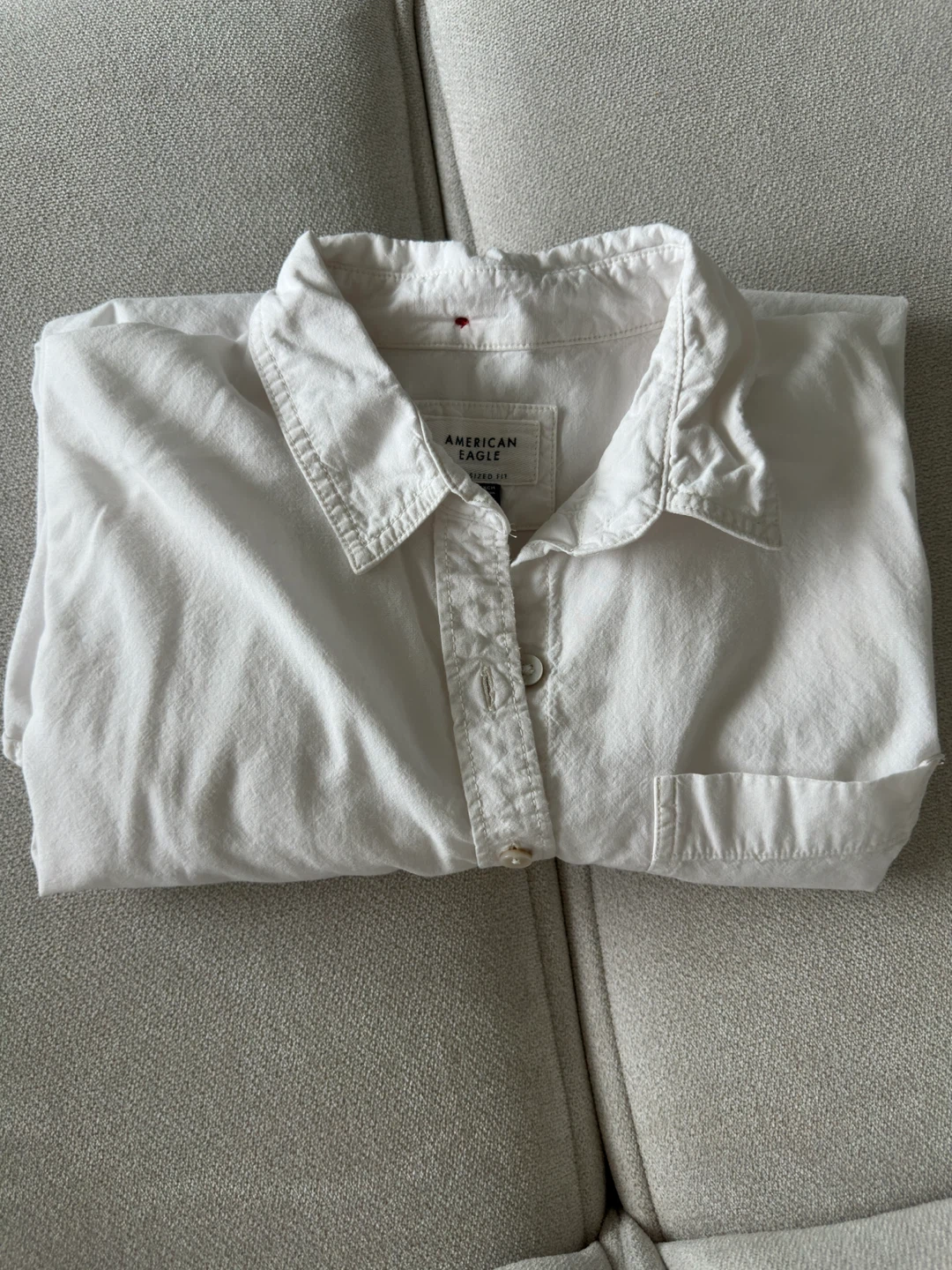American Eagle Oversized Fit White Button-Up Shirt - XS - photo 3
