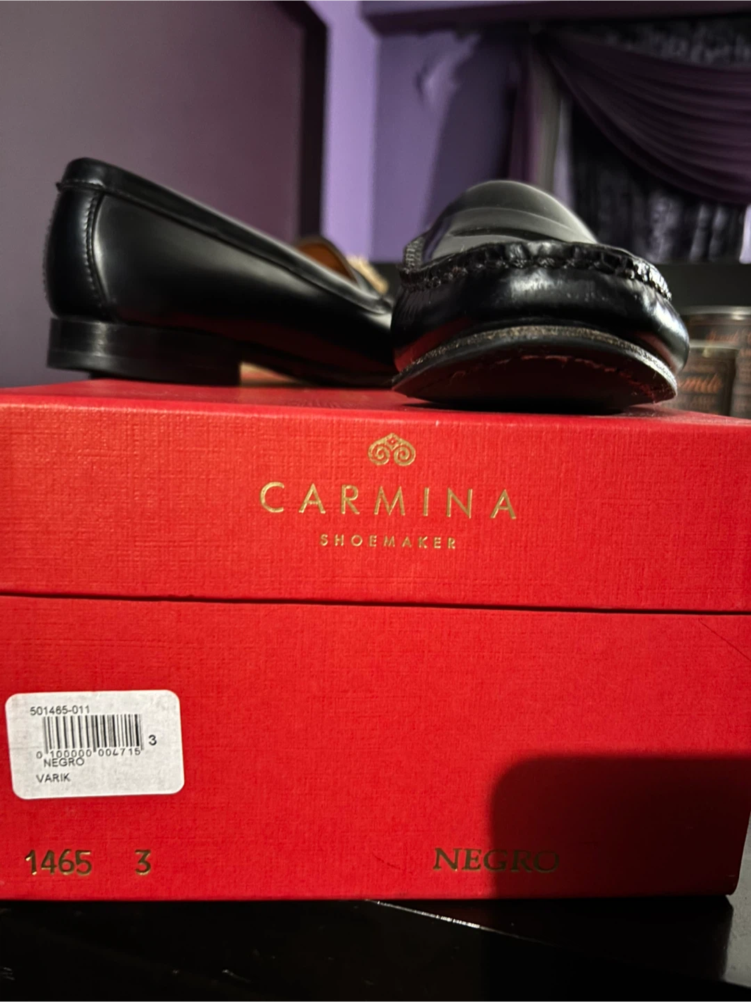 Carmina Shoemaker Black Leather Loafers - Size 9