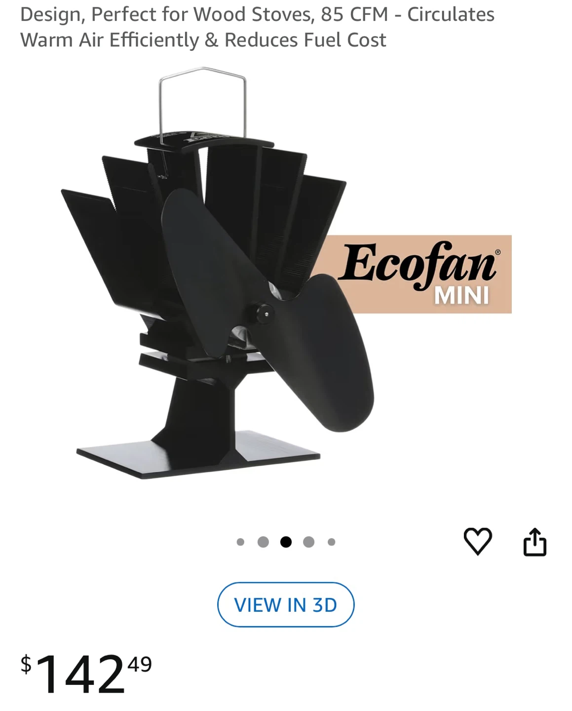 Ecofan Mini Heat Powered Stove Fan - photo 2