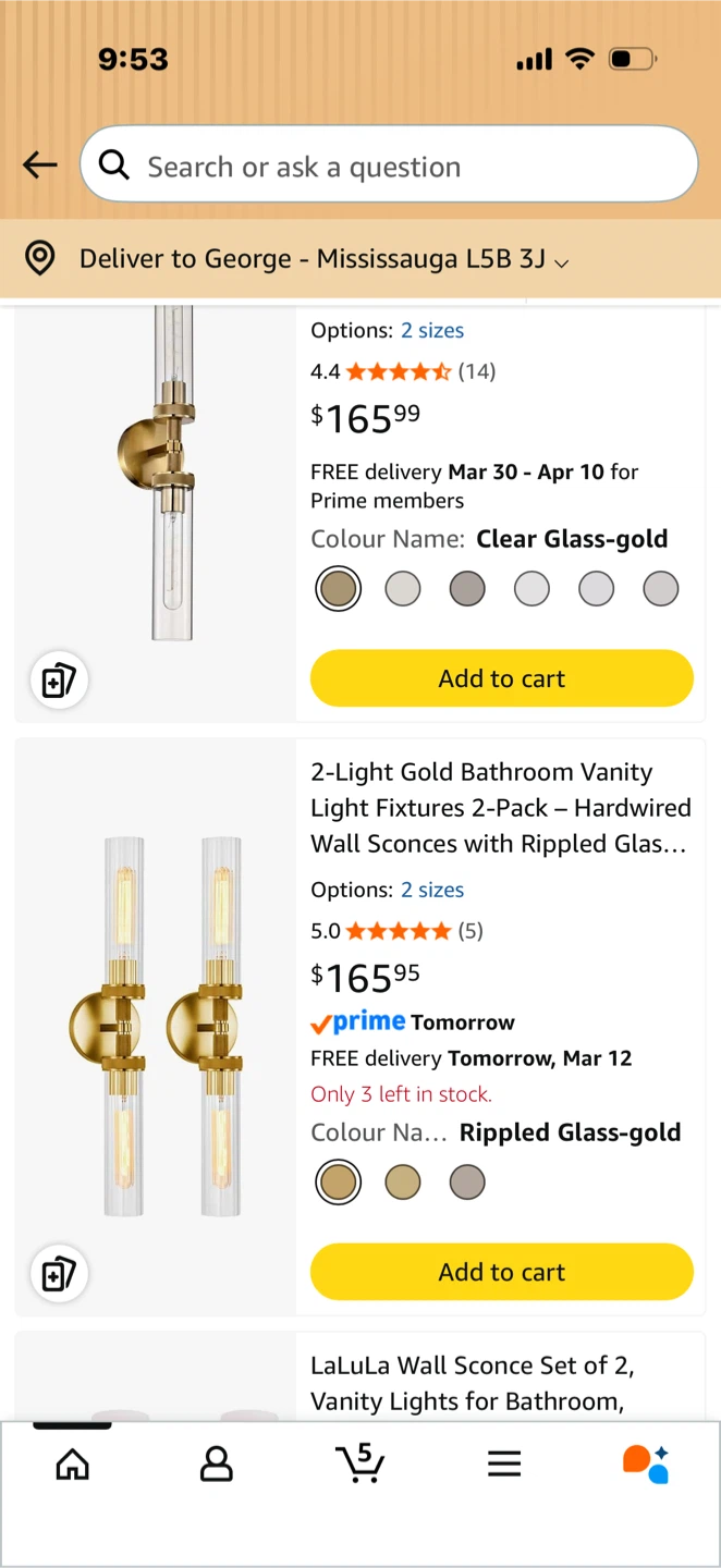LaLuLa 2-Light Gold Vanity Sconces (2-Pack) - photo 2