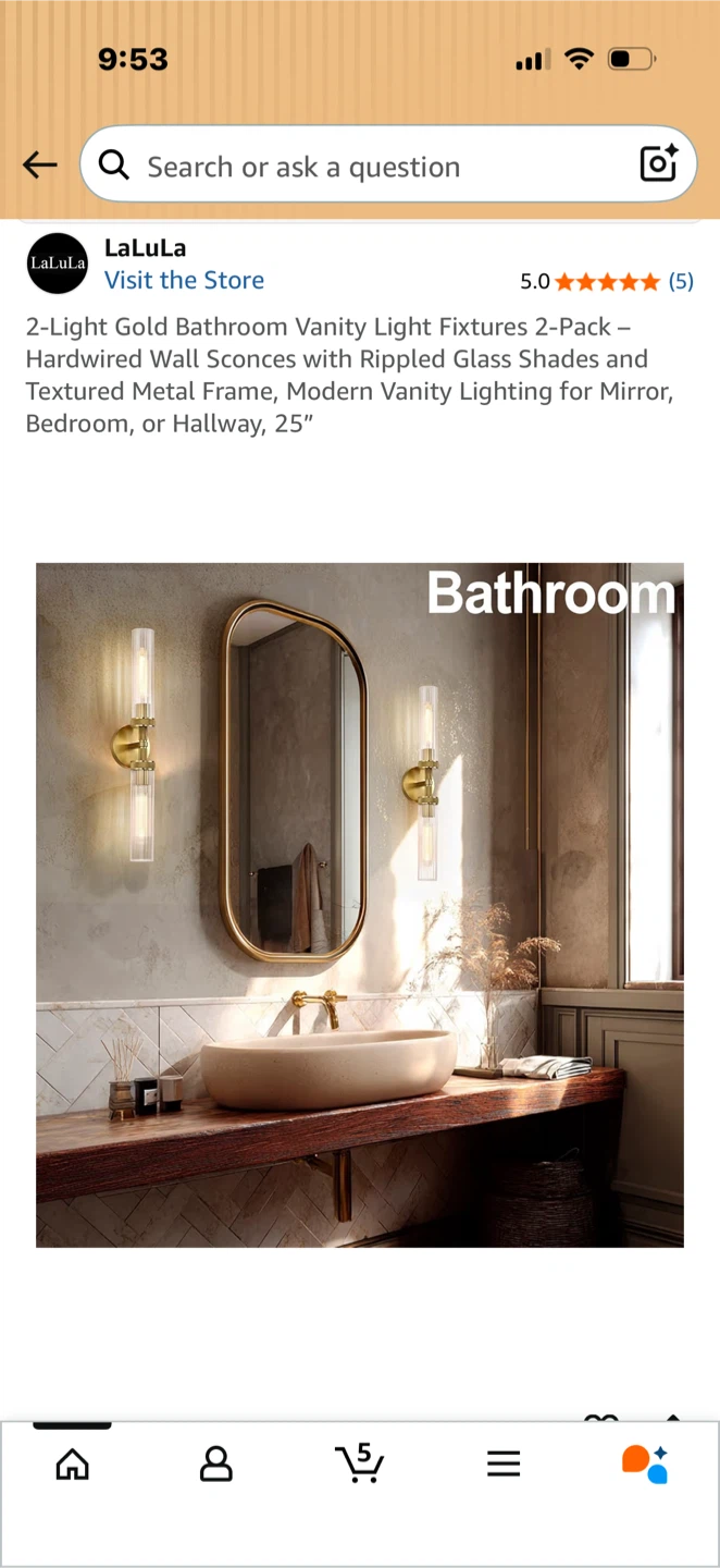 LaLuLa 2-Light Gold Vanity Sconces (2-Pack) - photo 4