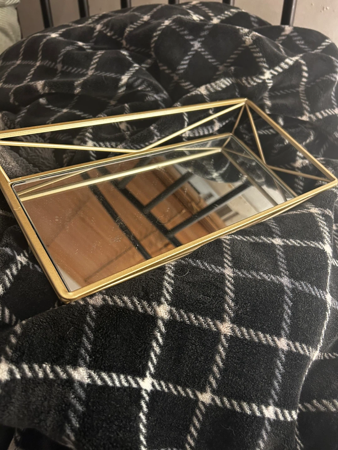 Gold Geometric Mirrored Tray