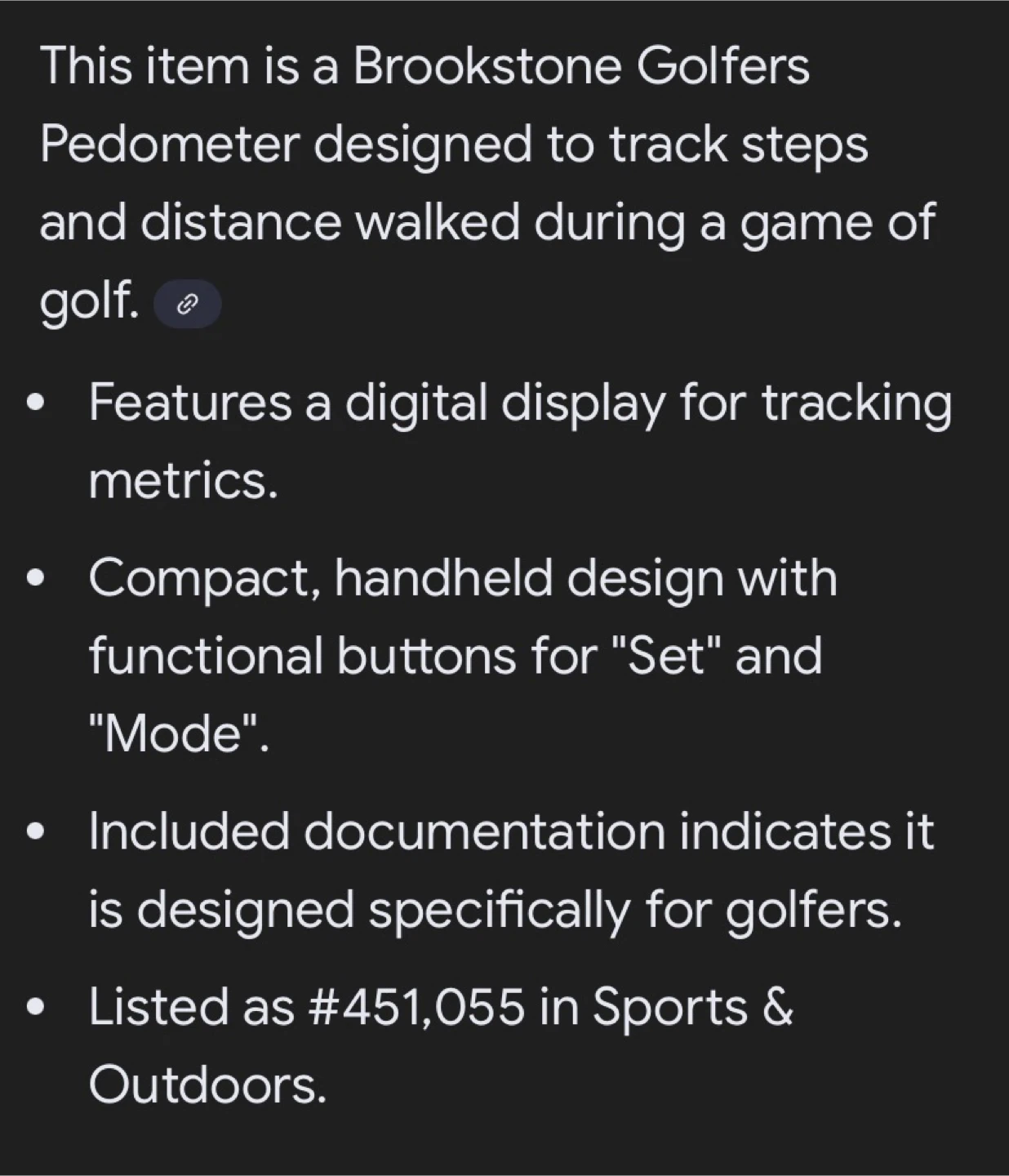 Brookstone Golfer's Pedometer (new) - photo 4