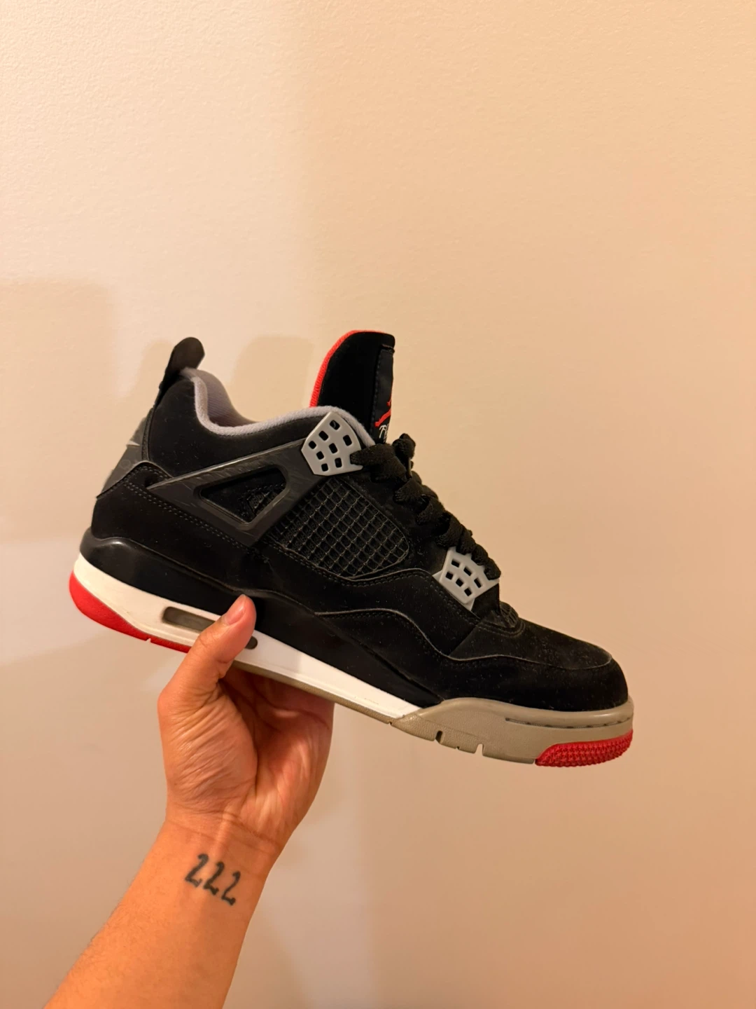 Air Jordan 4 "Bred" Black Red Sneakers - photo 2