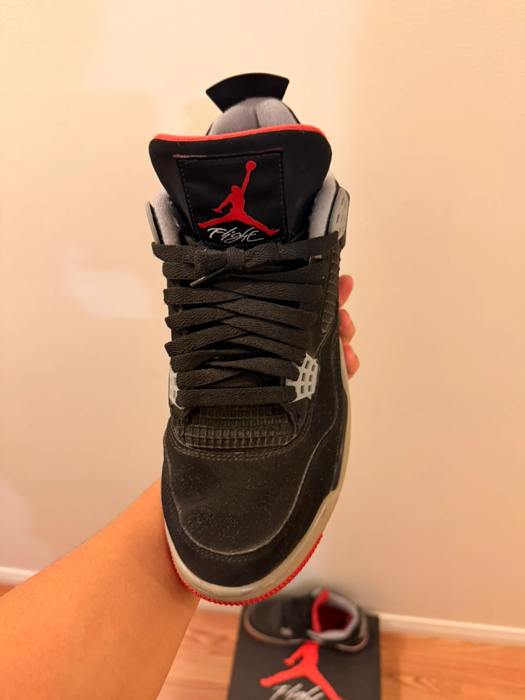 Air Jordan 4 "Bred" Black Red Sneakers - photo 3