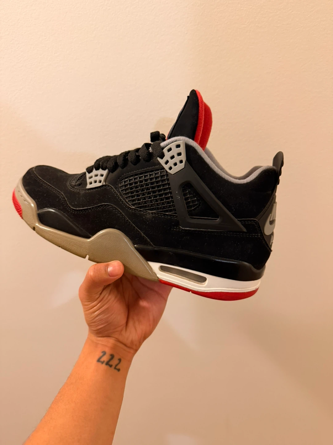 Air Jordan 4 "Bred" Black Red Sneakers - photo 5