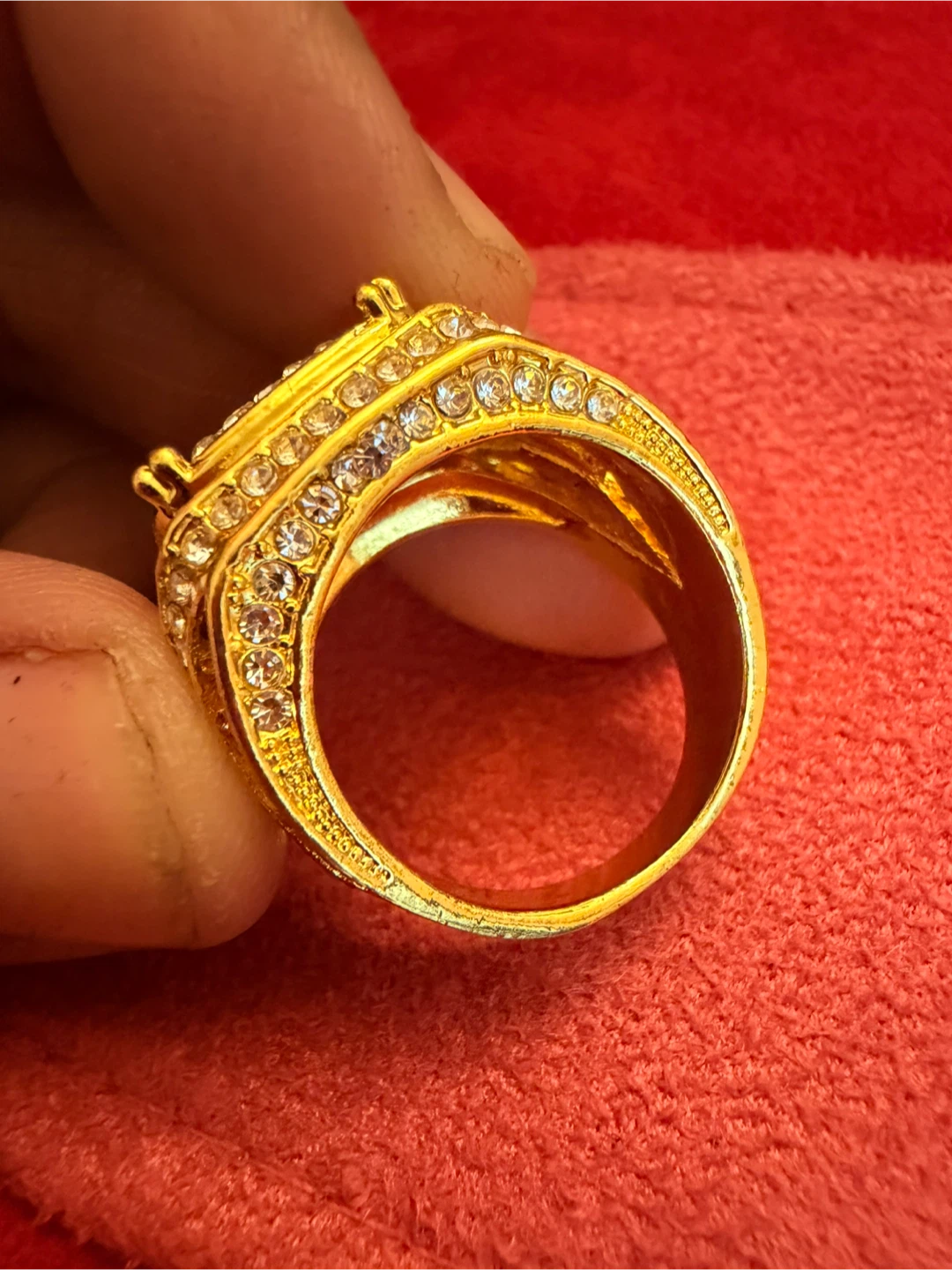 Gold-Tone Ring with Pave Crystals - photo 5