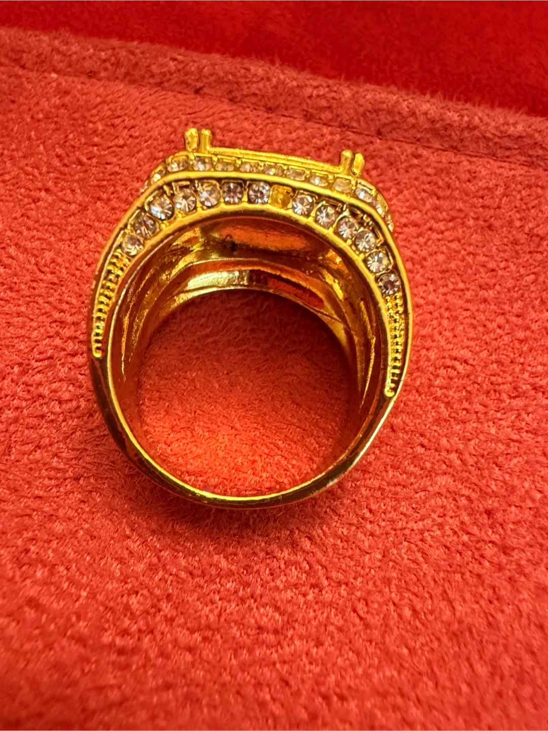 Gold-Tone Ring with Pave Crystals - photo 3