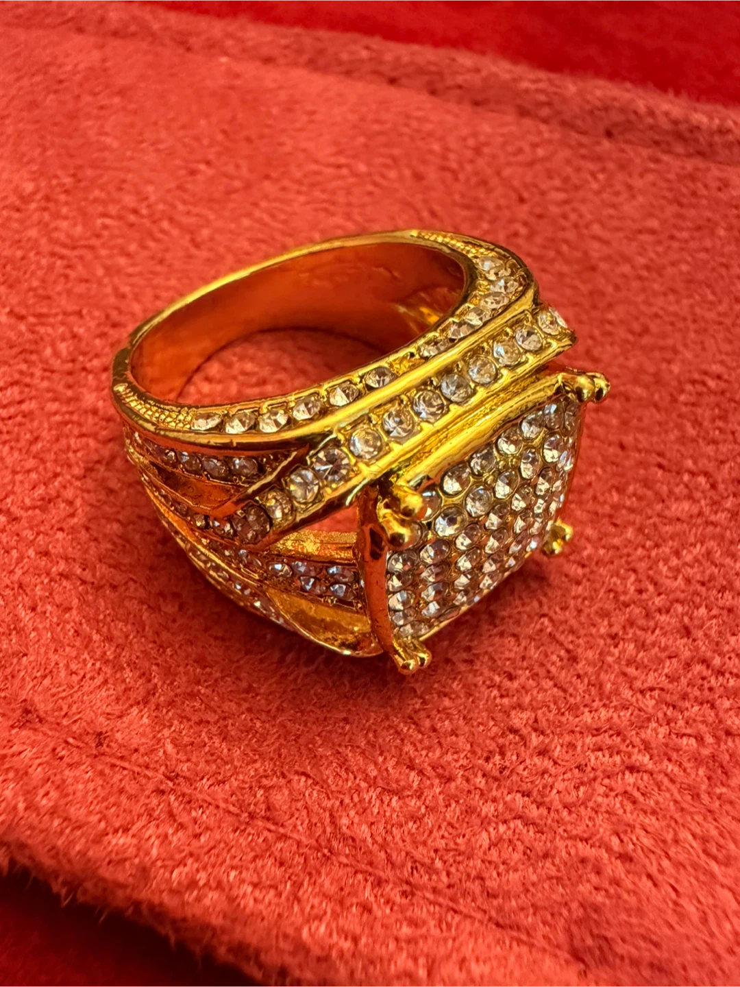 Gold-Tone Ring with Pave Crystals - photo 2