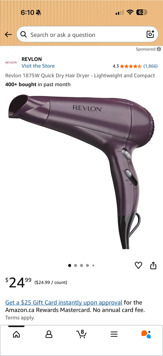 Revlon 1875W Quick Dry Hair Dryer - Purple