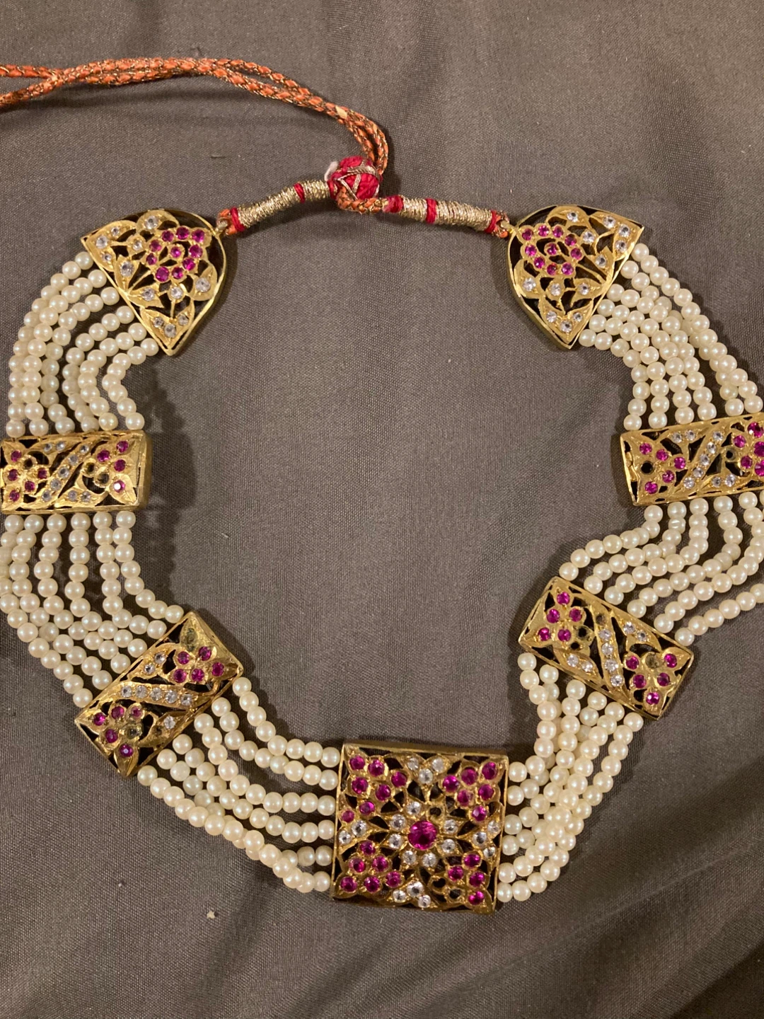 Pearl and Ruby Necklace with Gold Accents - photo 2