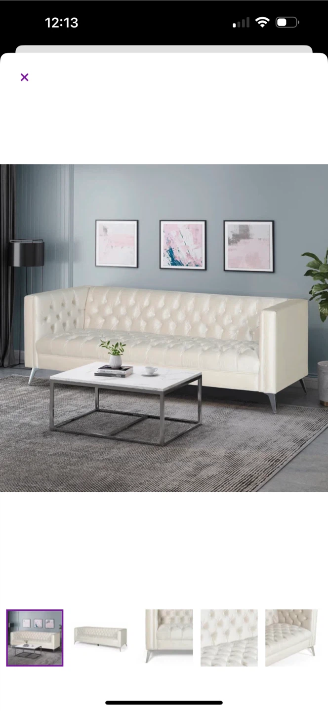 Cream Tufted Sofa - photo 3